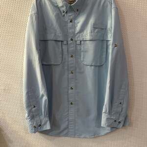 LL Bean Men's Vented Long Sleeve Fishing Shirt Blue